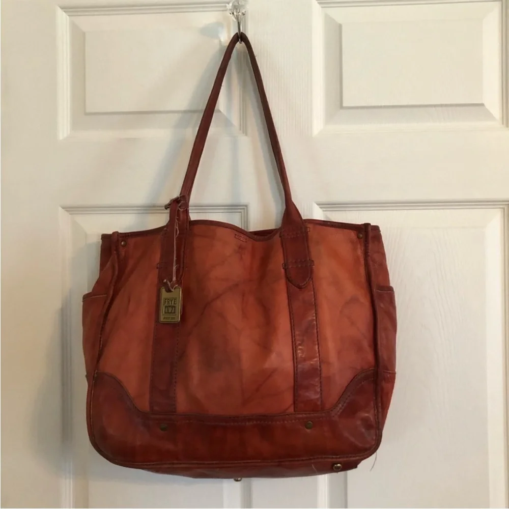 Frye leather campus shopper tote purse over night bag laptop case shoulder strap